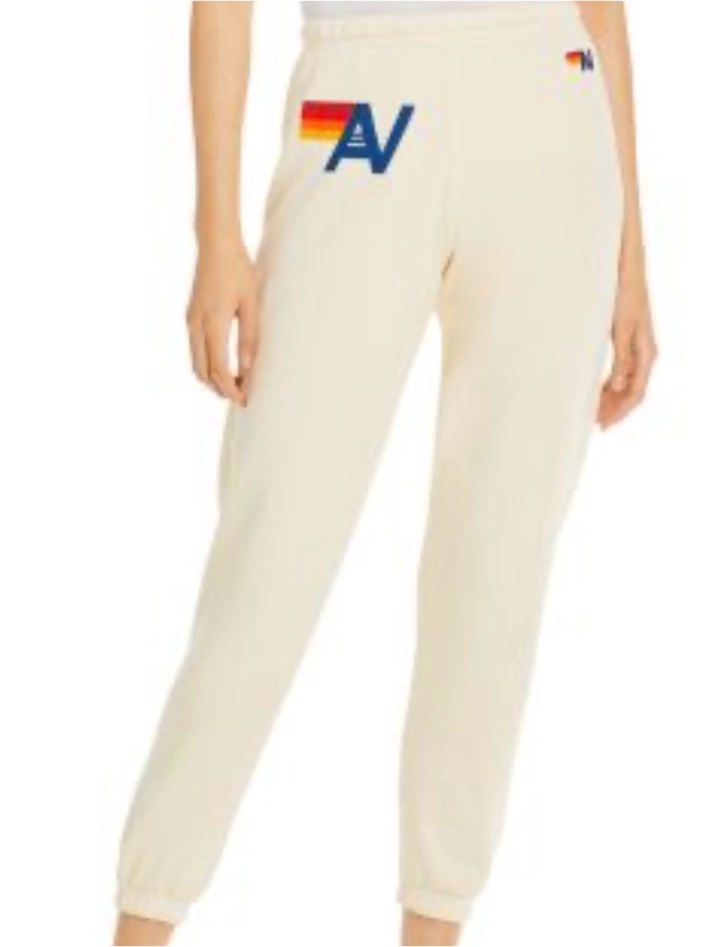 Aviator Nation Cream High-Rise Logo Joggers